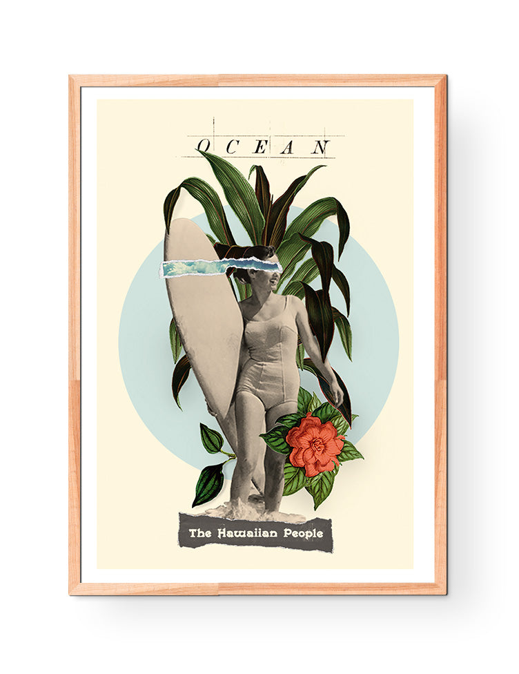 The Surfer Palm Girl Print